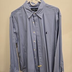Ralph Lauren Men's Shirt in Blue and White Stripes
